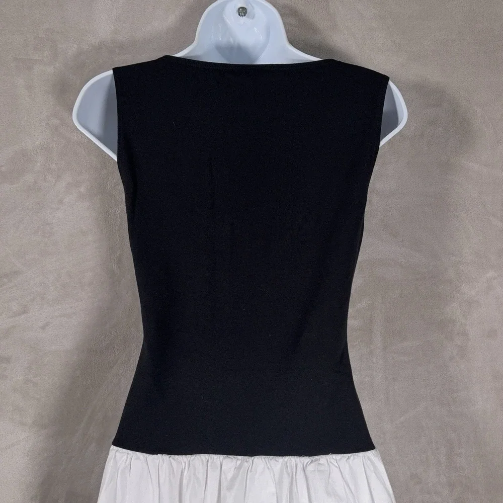 Reformation Alyssa Knit Mini Dress Womens Medium Black White Drop Waist Tank
